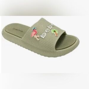 Bebe Slippers - Olive with Flamingo and Palm